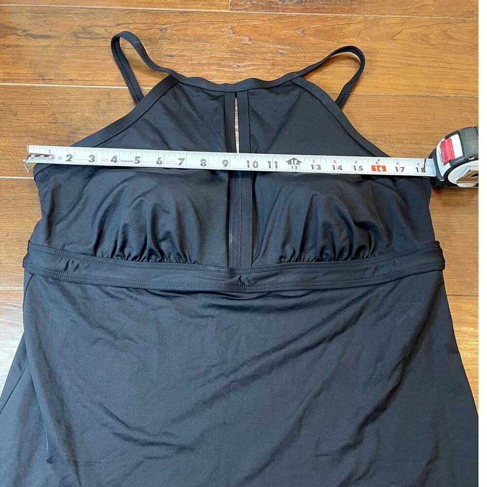 Lands' End Black Keyhole Tankini Swim Top Women Size 16 Padded Adjustable Straps - Picture 7 of 10